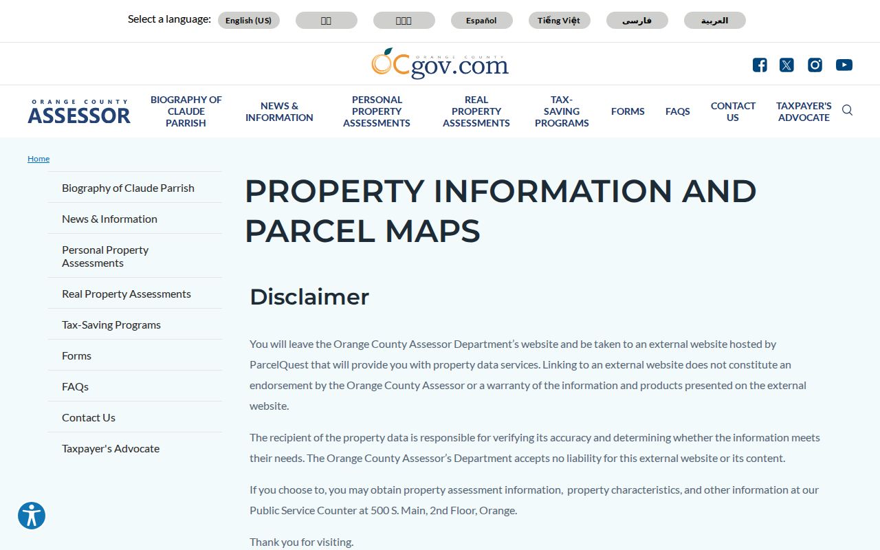 Seal Beach residents directory Orange County Assessor property gateway