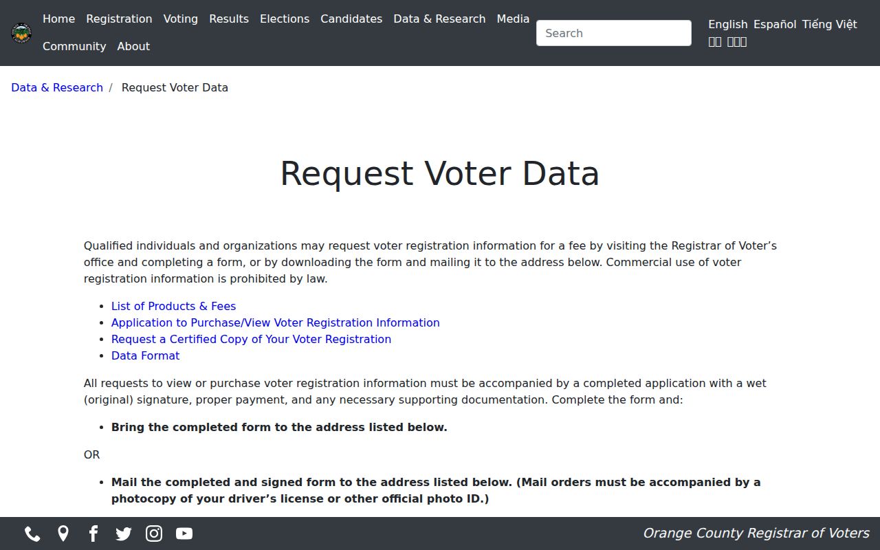 Seal Beach neighbors lookup and restricted Orange County voter-data request
