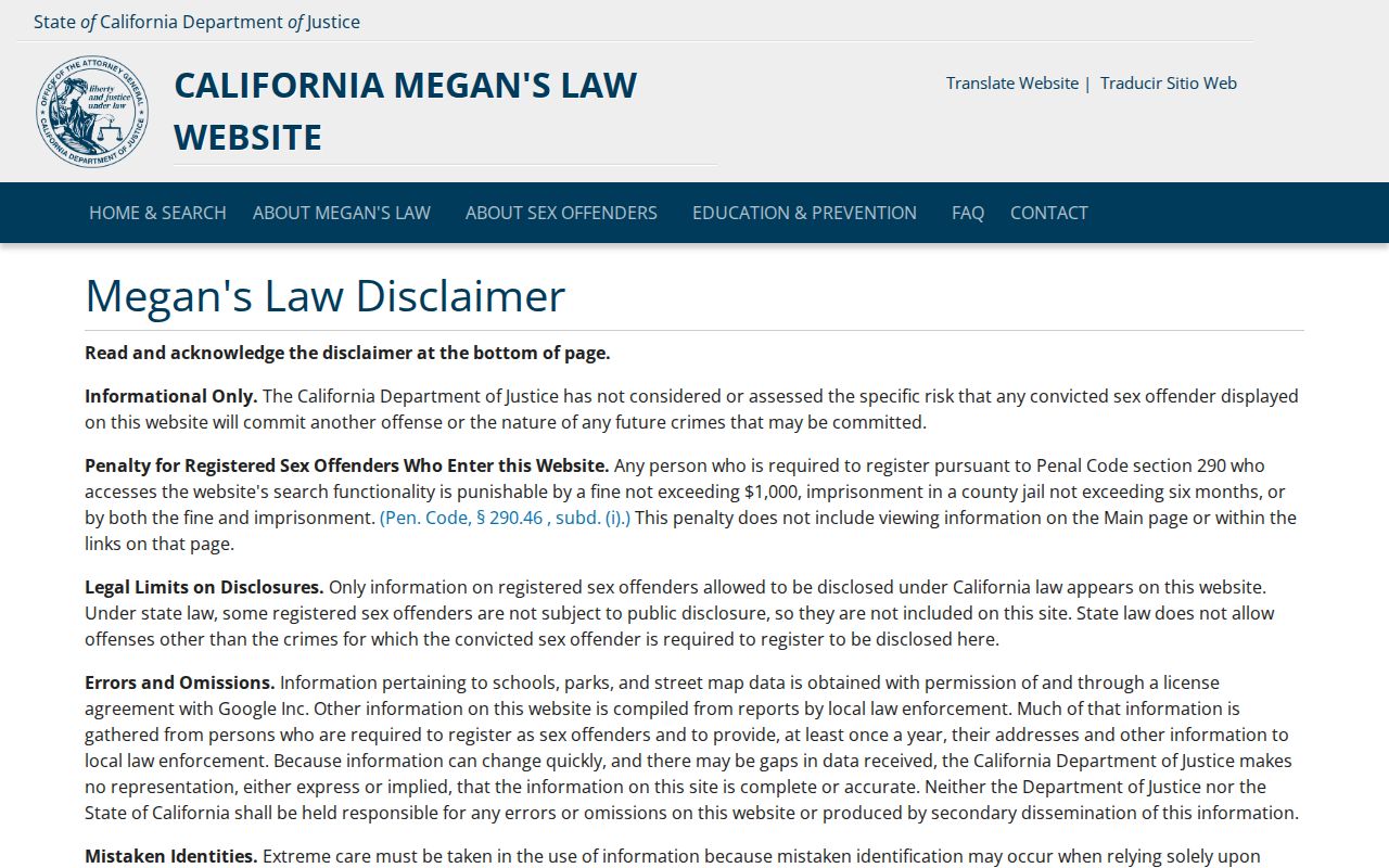 Seal Beach resident lookup California Megan's Law search
